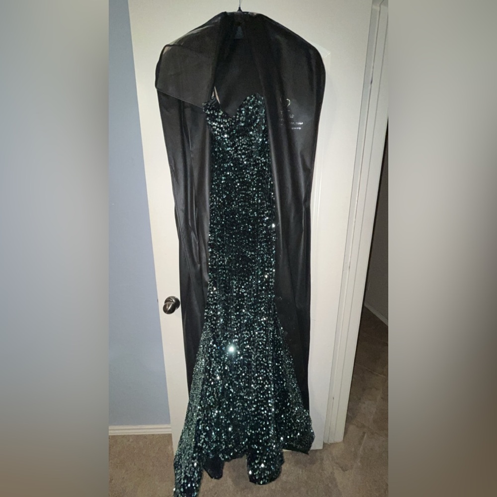 Faviana Glittering Green Sequin Gown